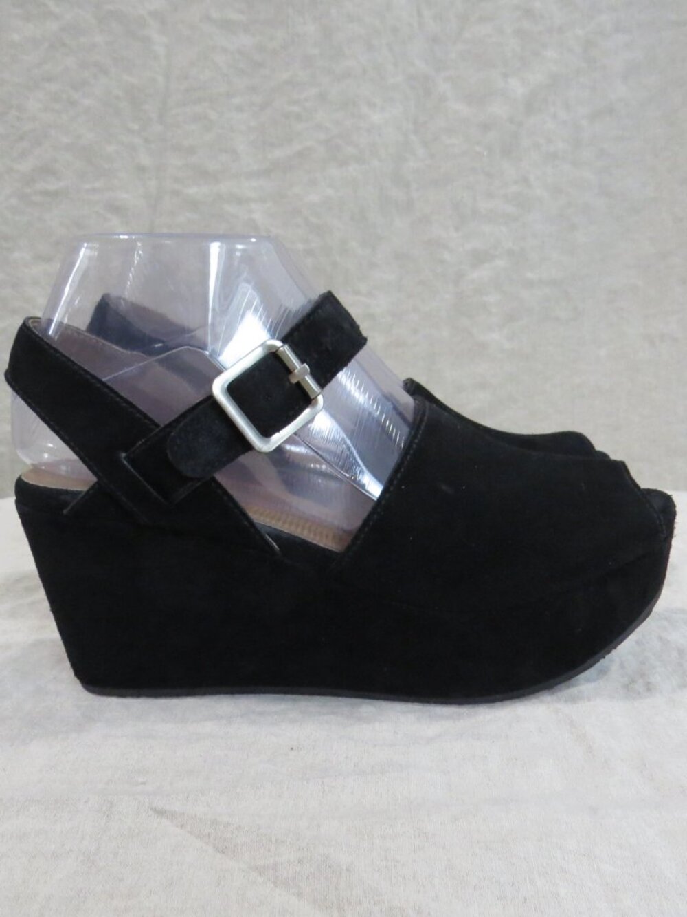 Chocolat Blu Wagga Suede Leather Platform Wedge SIZE 7 Black - Picture 3 of 12